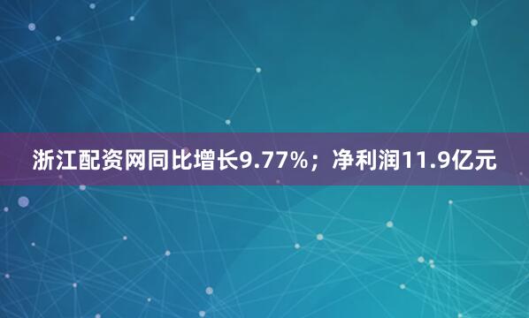 浙江配资网同比增长9.77%；净利润11.9亿元